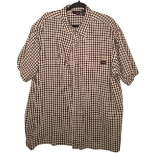 Genuine Dickies Mens 2XL Short Sleeve Button Up Shirt Plaid Workwear White Black
